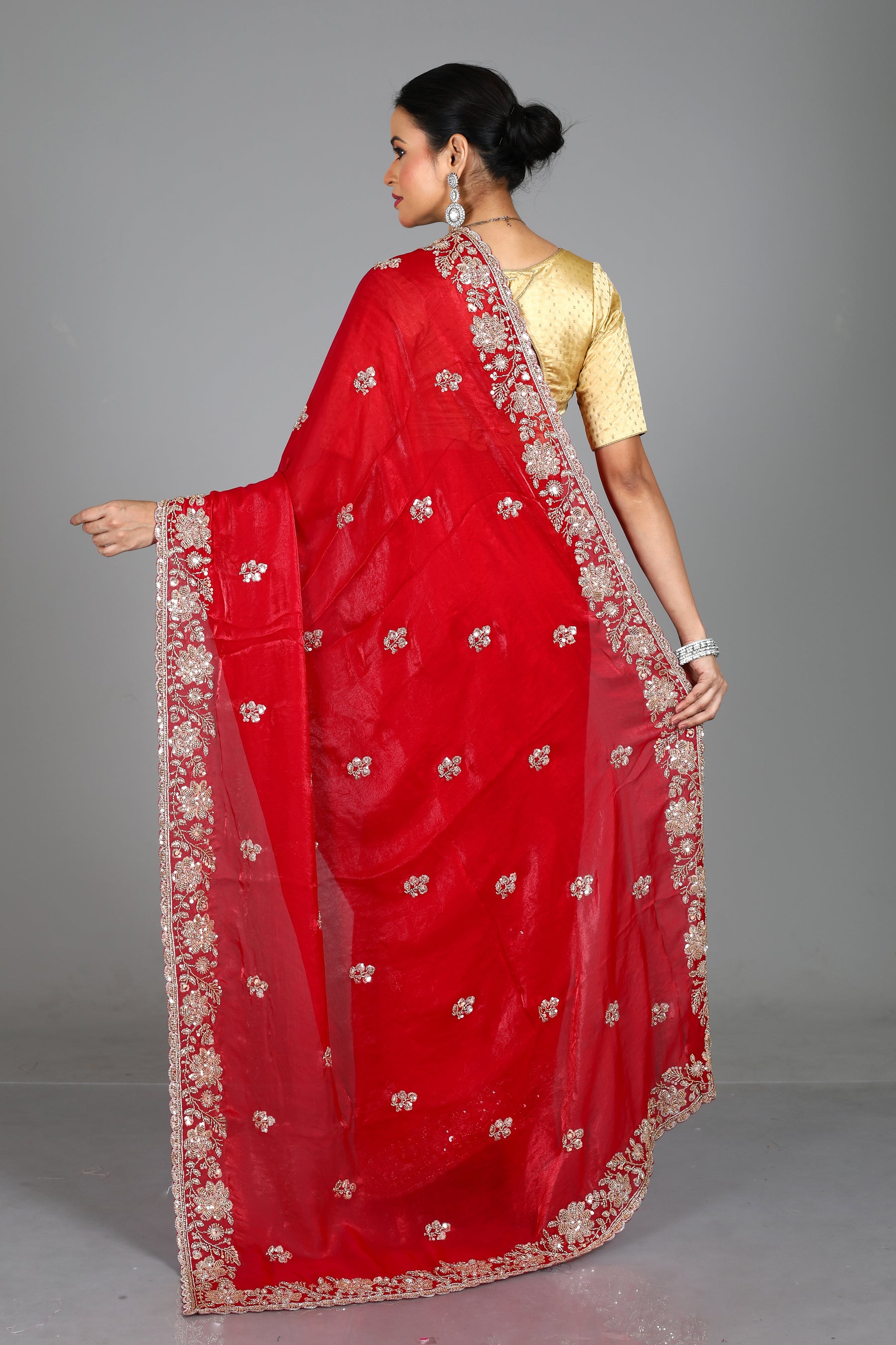Pink Blended Georgette Saree