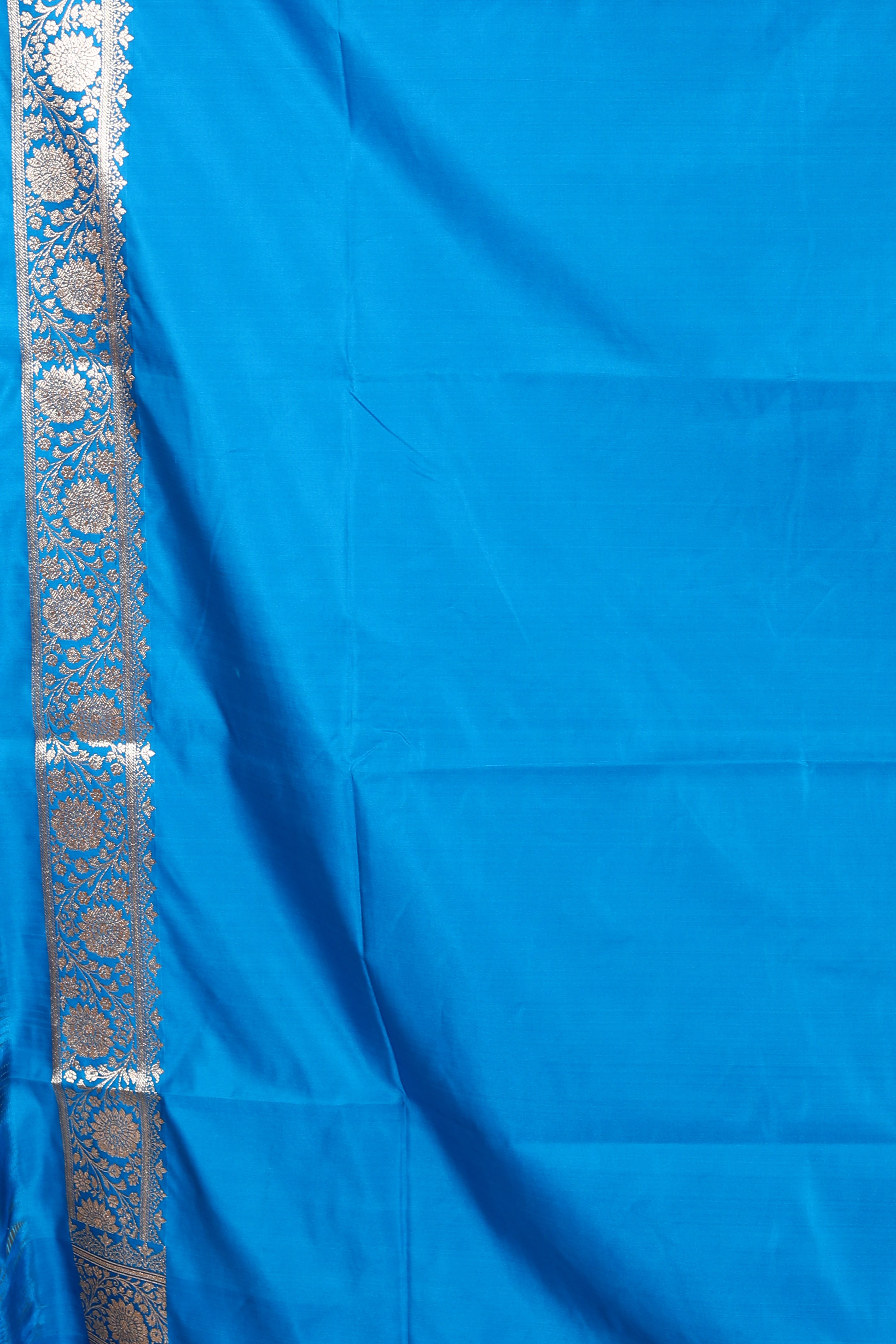 Sky Blue Blended Mashru Silk Saree