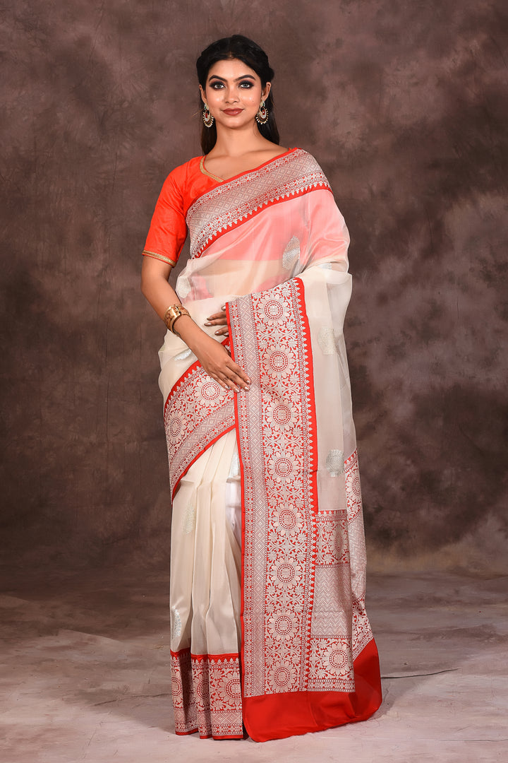 Designer White Tissue Banarasi Saree - Keya Seth Exclusive