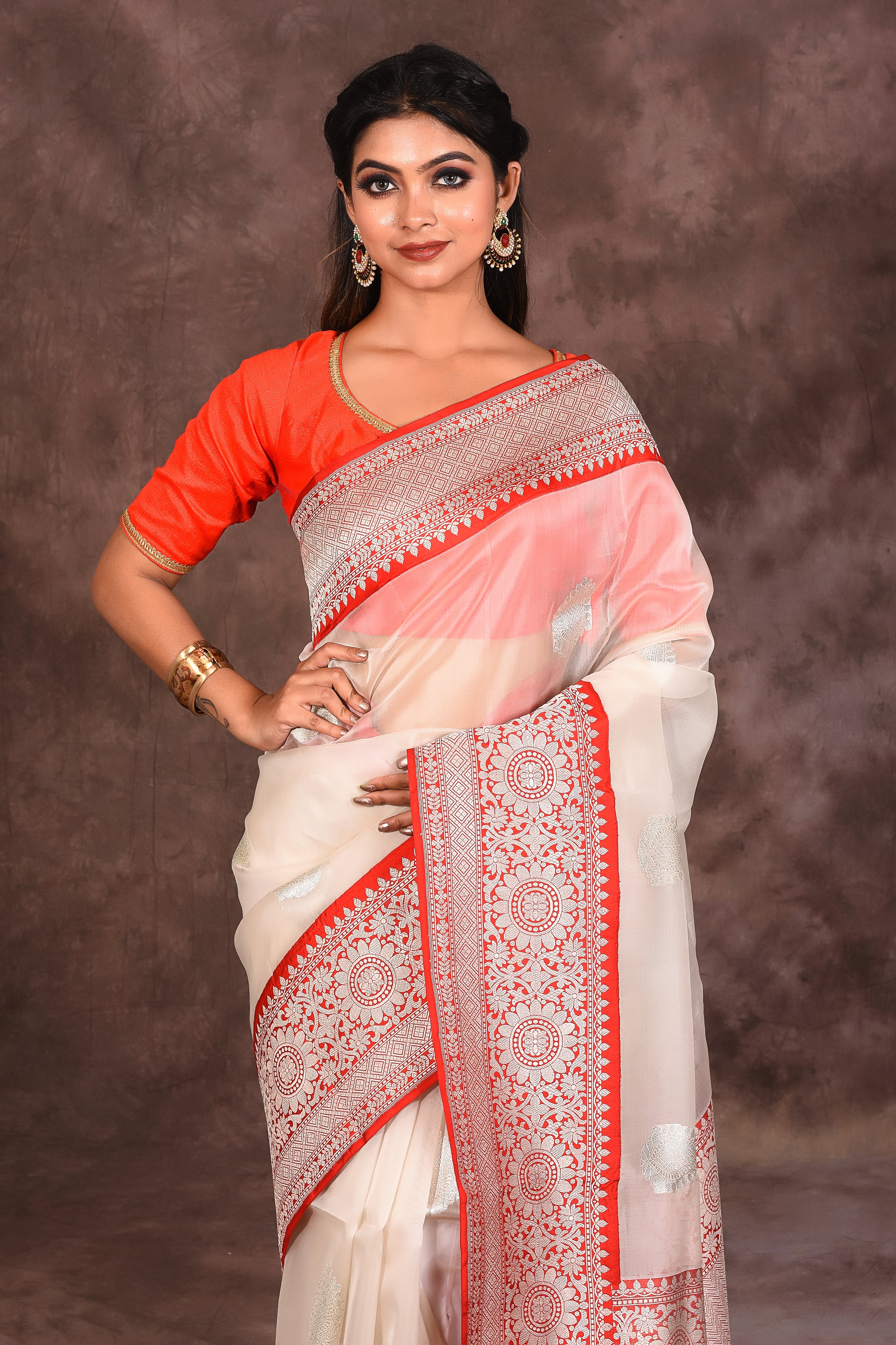 Designer White Tissue Banarasi Saree - Keya Seth Exclusive