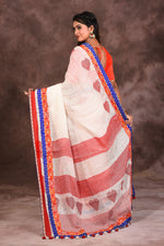 Load image into Gallery viewer, White Red Half &amp; Half Handloom Saree - Keya Seth Exclusive
