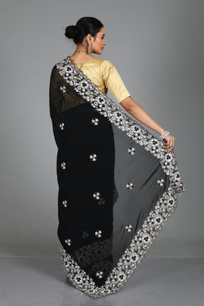 Black Blended Georgette Silk