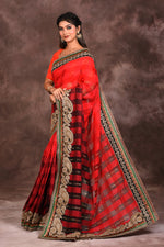 Load image into Gallery viewer, Red Checkered Handloom Saree - Keya Seth Exclusive
