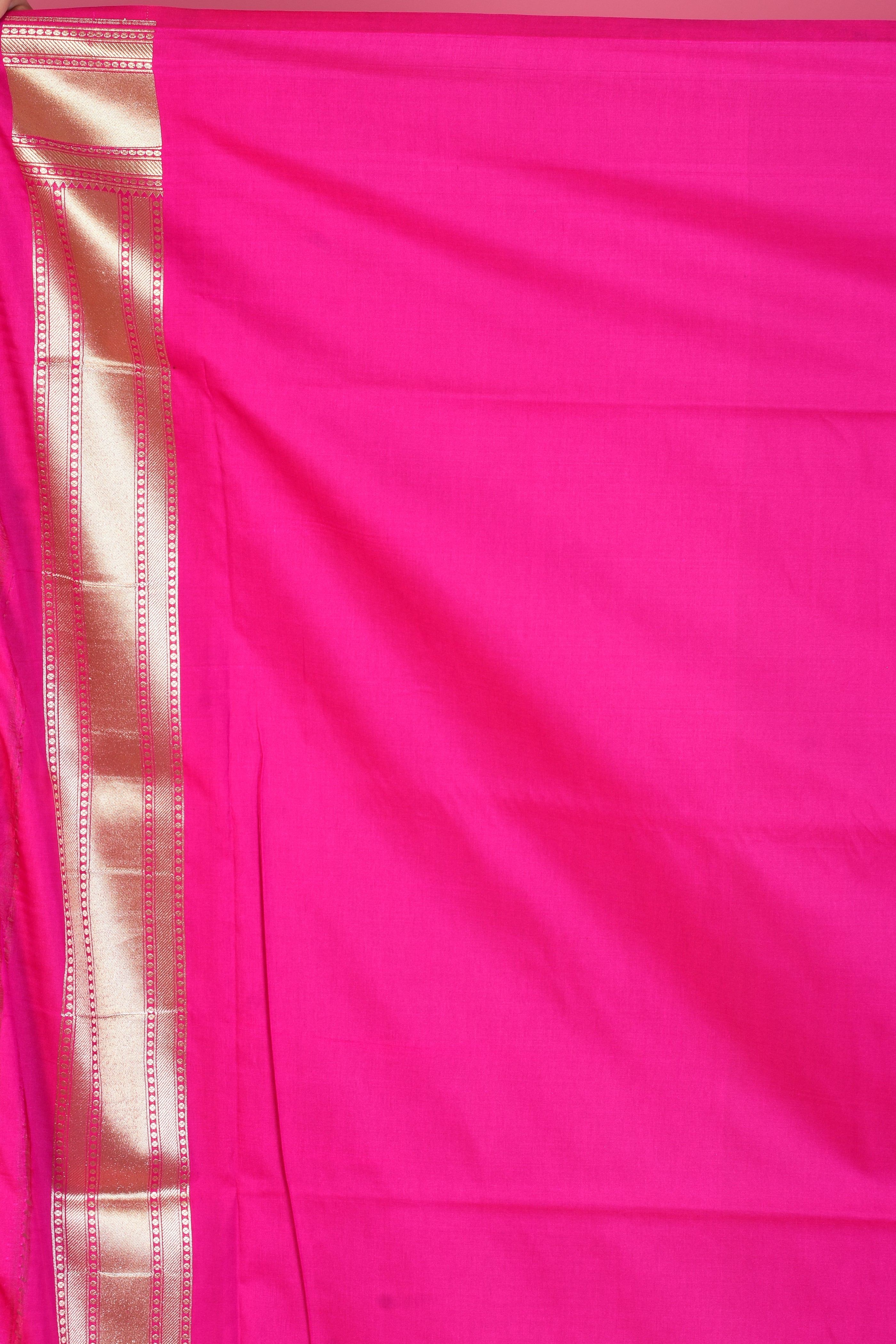 White Dupion Silk Saree with Pink Borders - Keya Seth Exclusive