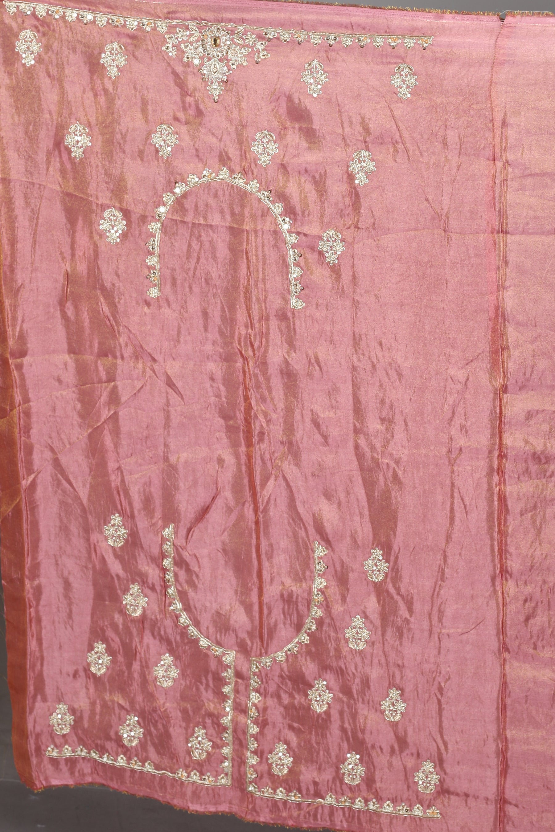 Light Pink Blended Satin Silk Saree
