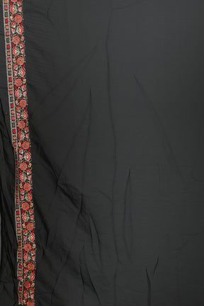 Black Blended Georgette Saree with Threadwork