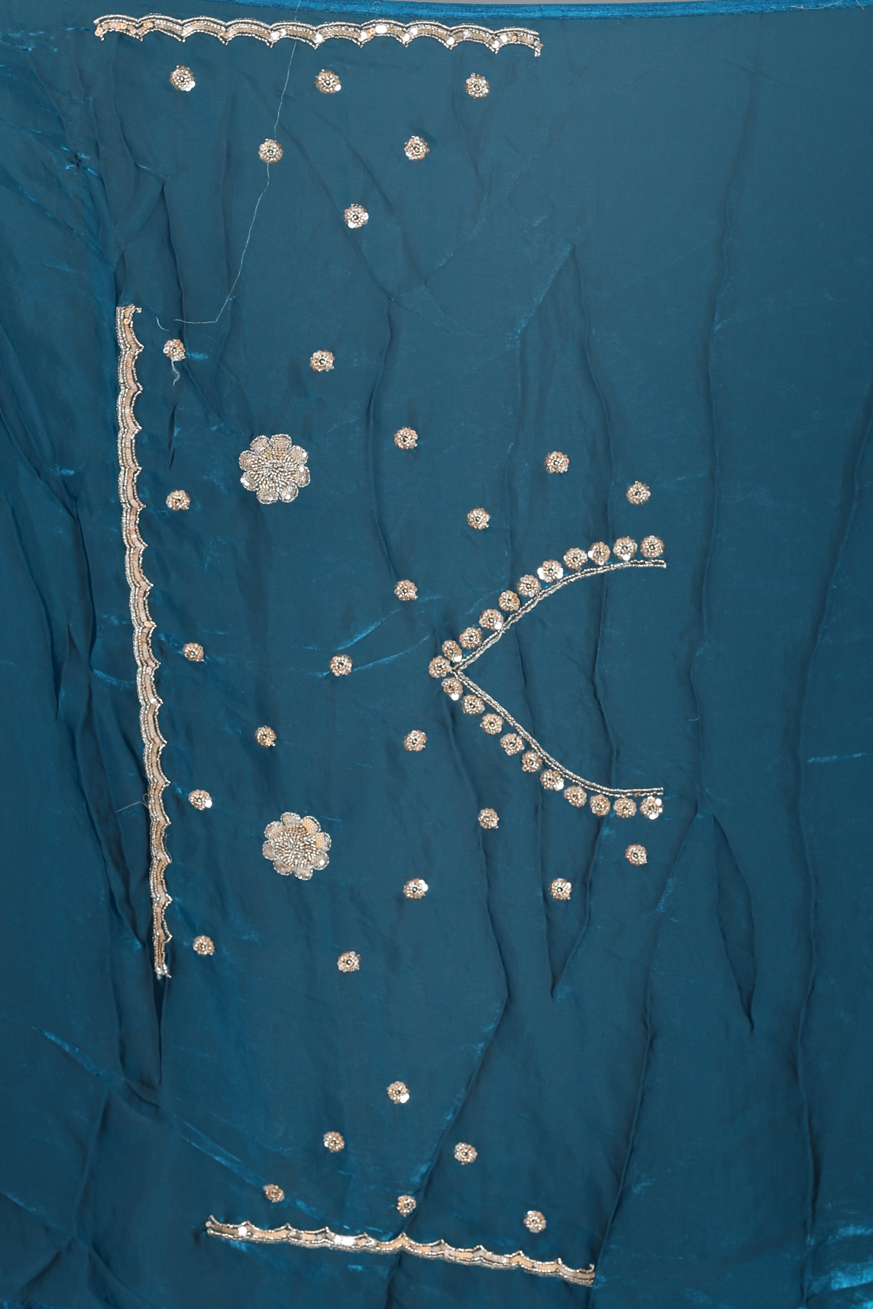 Blue Blended Georgette Saree