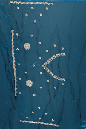 Blue Blended Georgette Saree