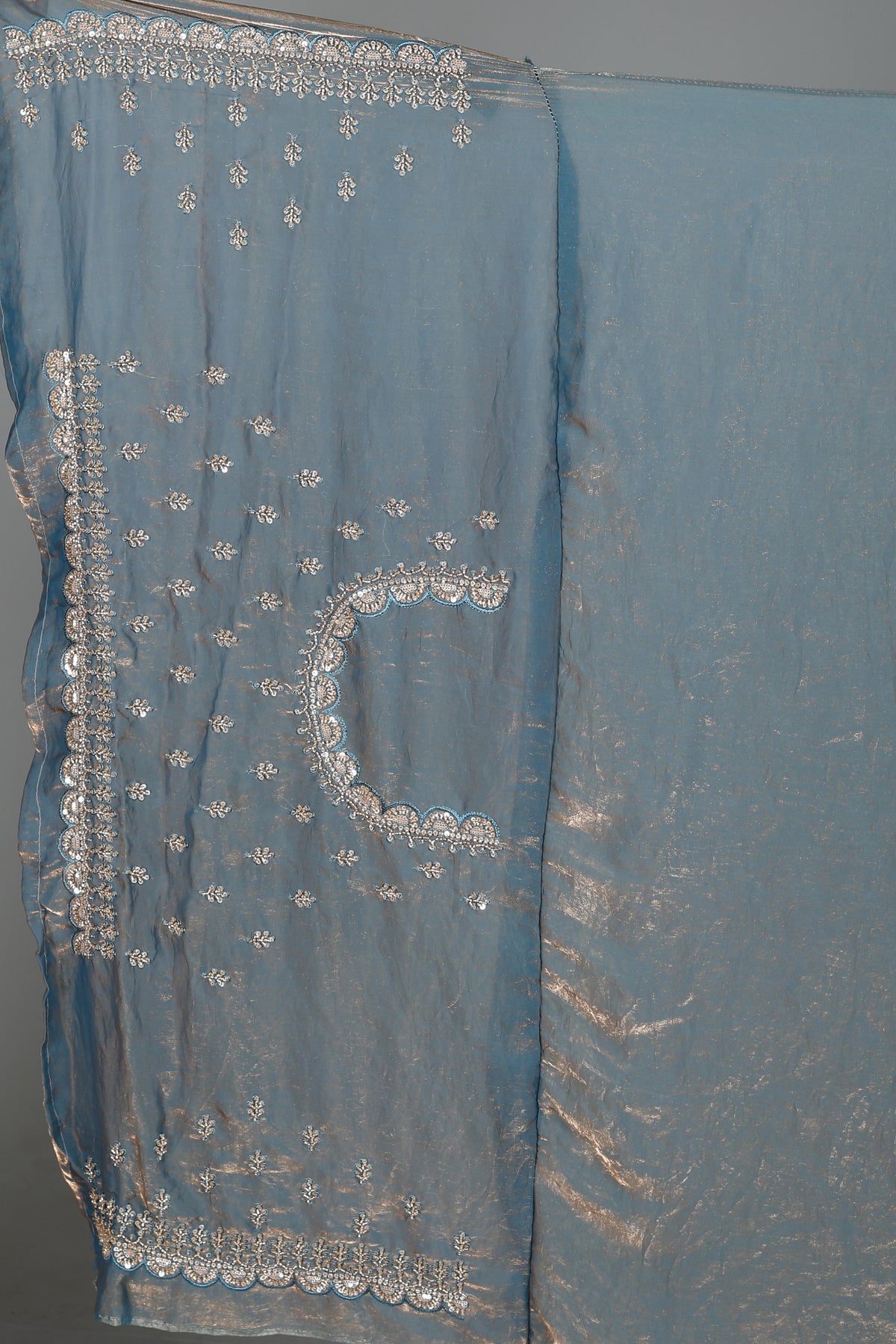 Grey Blended Georgette Saree