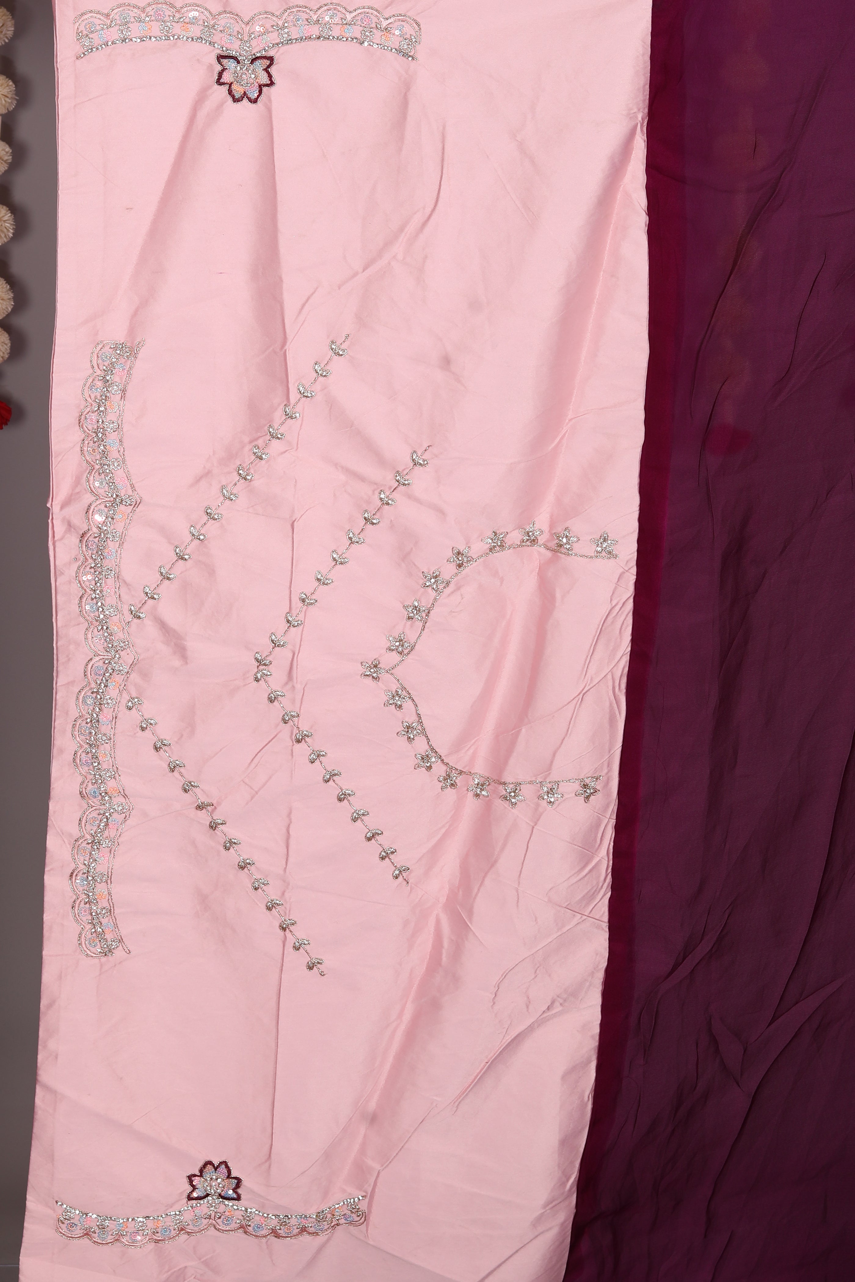Wine Blended Satin Silk Saree - Keya Seth Exclusive