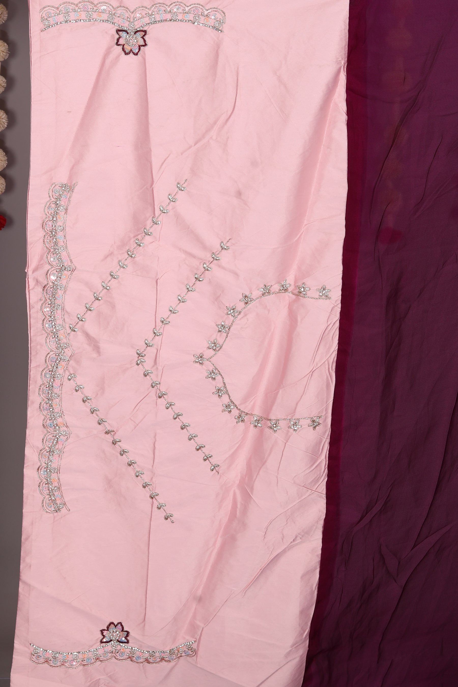 Wine Blended Satin Silk Saree - Keya Seth Exclusive