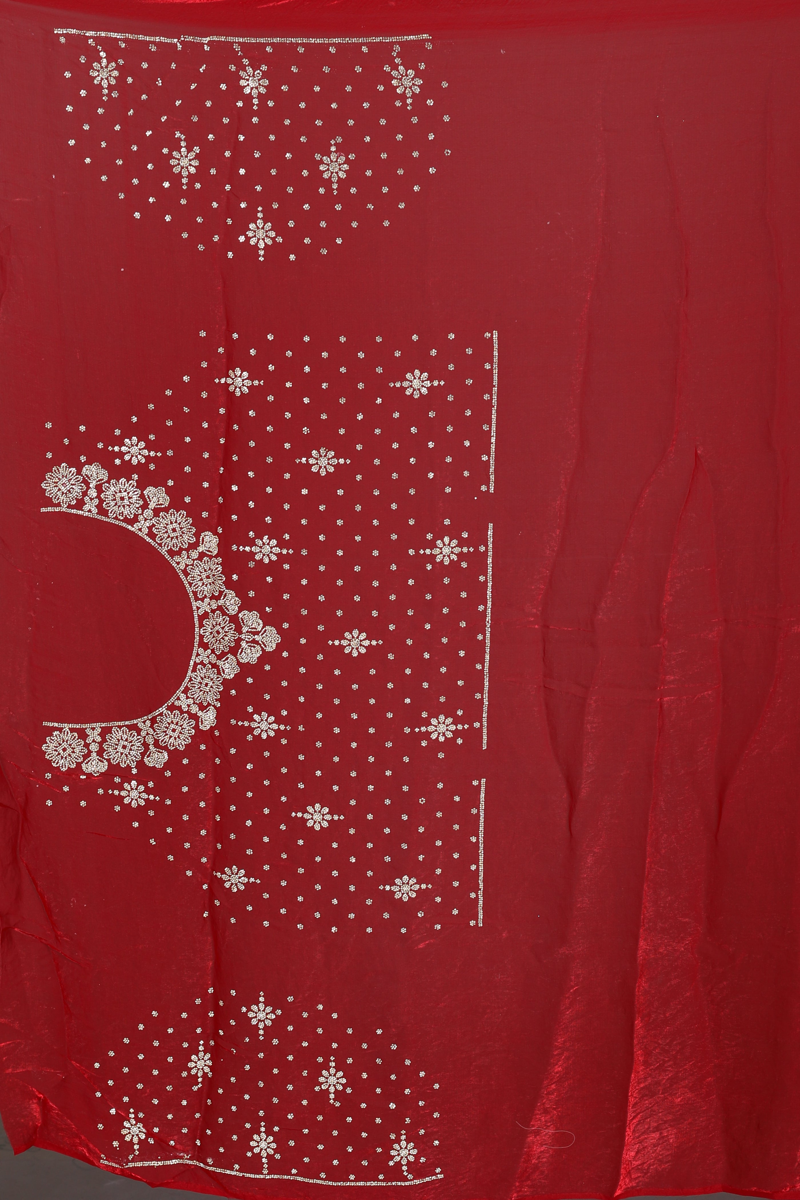 Red Blended Georgette Saree