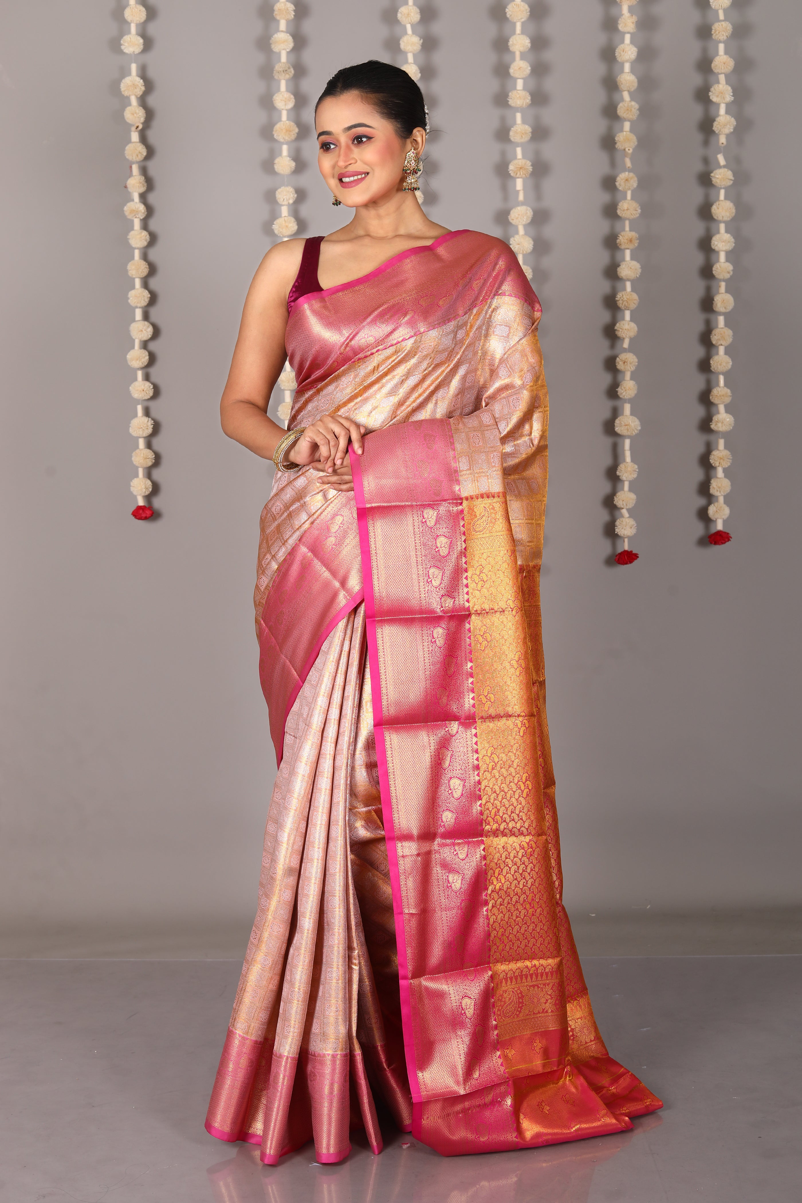 Pink Blended Tissue Kanjivaram Saree - Keya Seth Exclusive