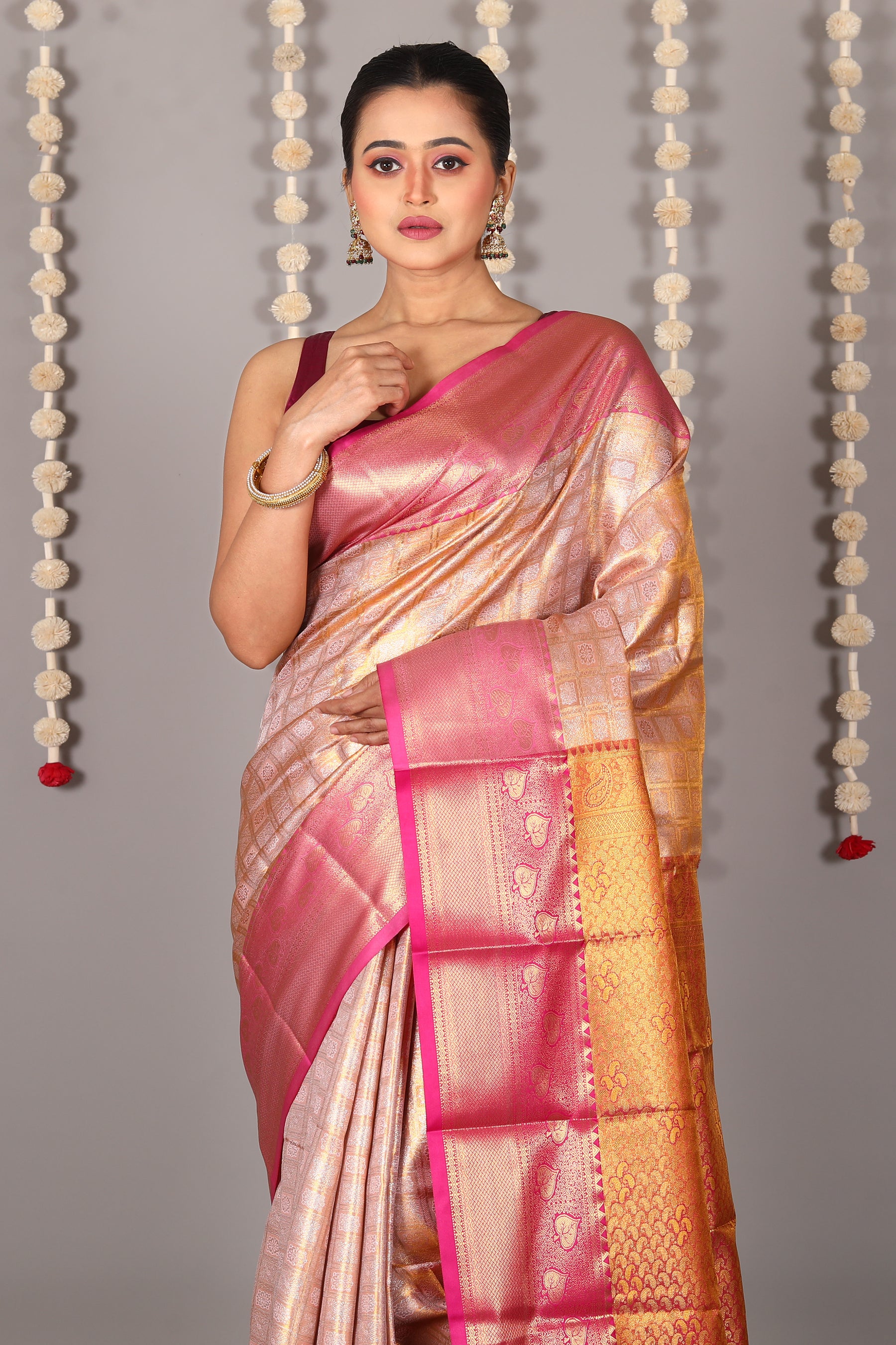 Pink Blended Tissue Kanjivaram Saree - Keya Seth Exclusive
