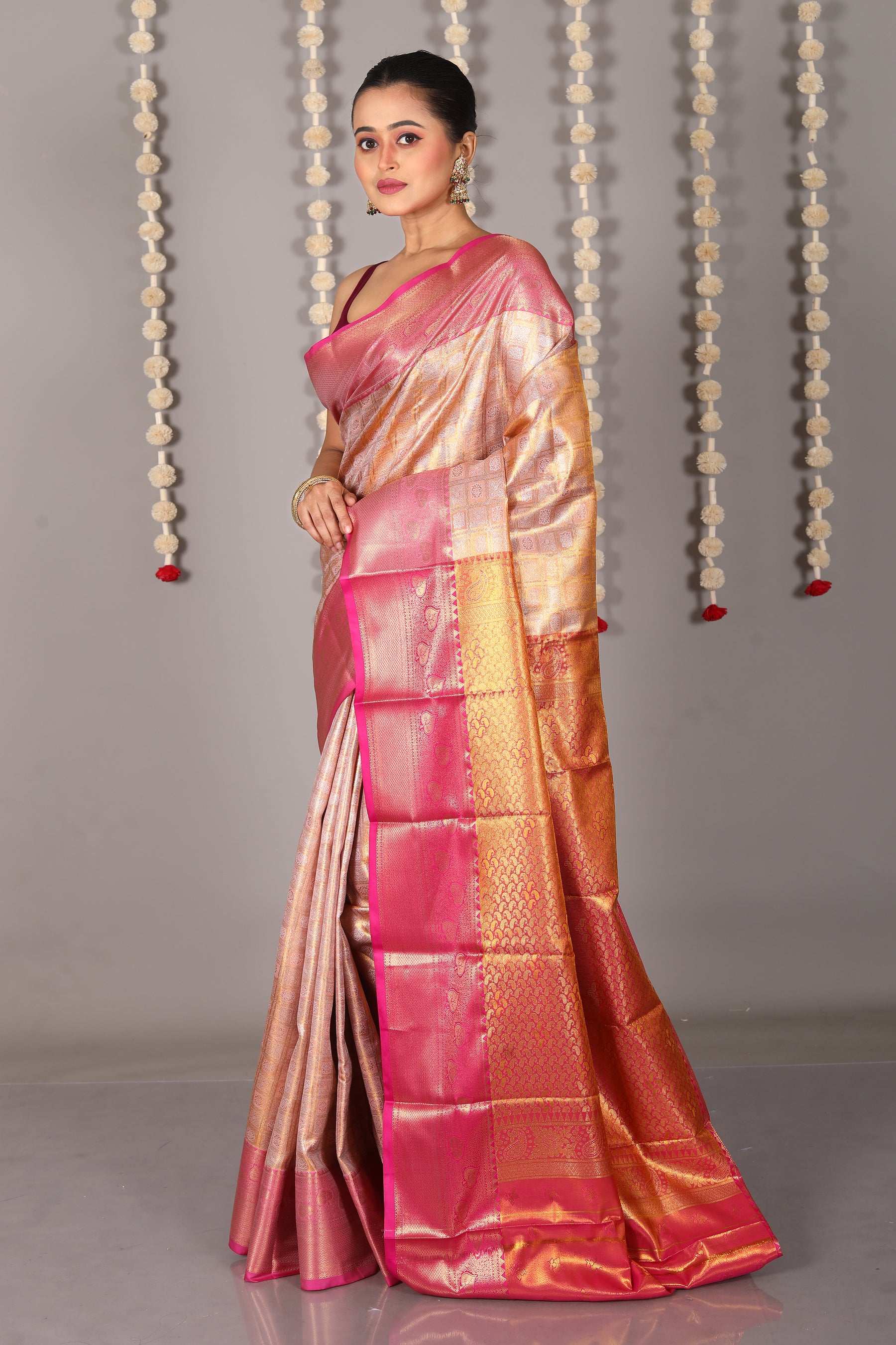 Pink Blended Tissue Kanjivaram Saree - Keya Seth Exclusive