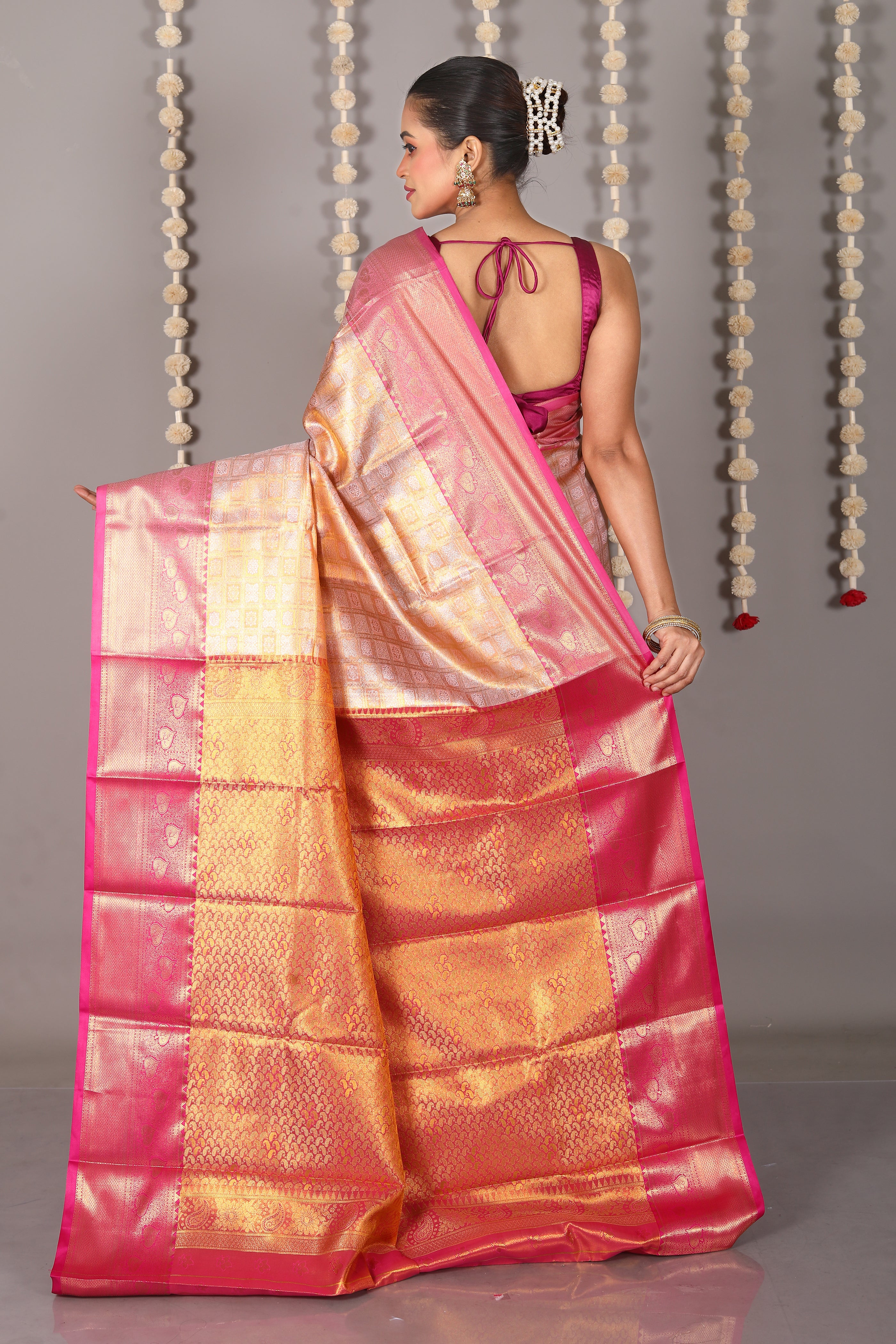 Pink Blended Tissue Kanjivaram Saree - Keya Seth Exclusive