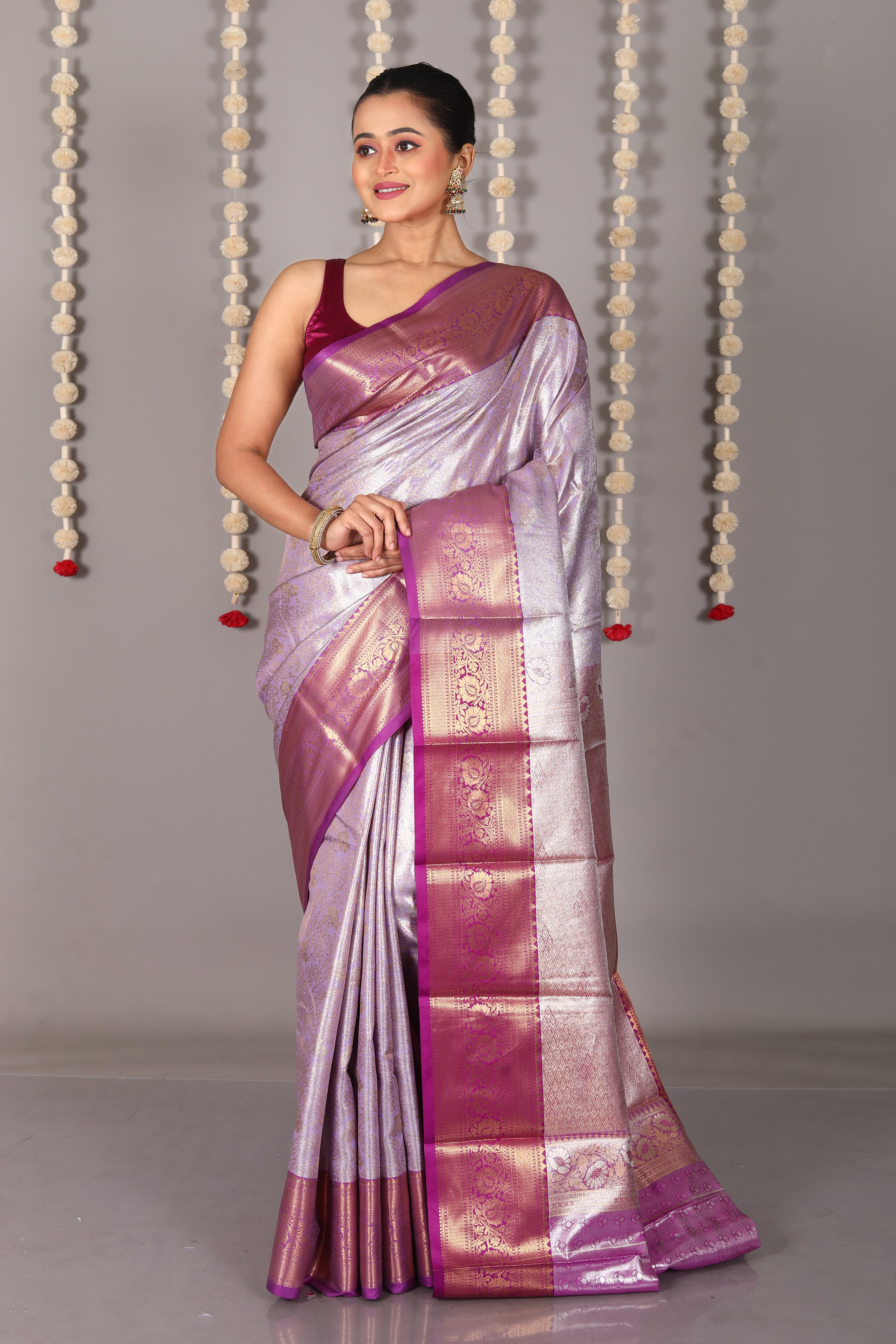 Purple Blended Tissue Kanjivaram Saree - Keya Seth Exclusive