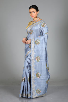 Blue Blended Organza Saree