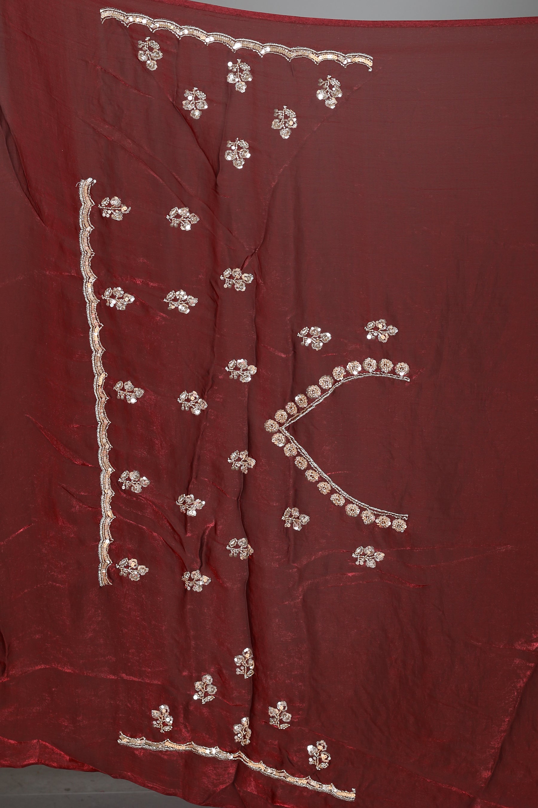 Maroon Blended Georgette Saree