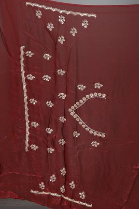 Maroon Blended Georgette Saree