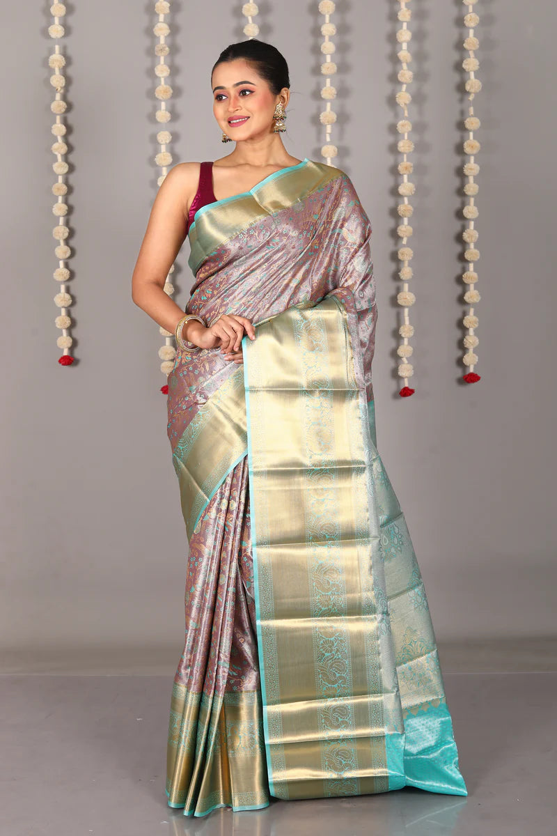 Lavender Blended Tissue Kanjivaram Saree - Keya Seth Exclusive