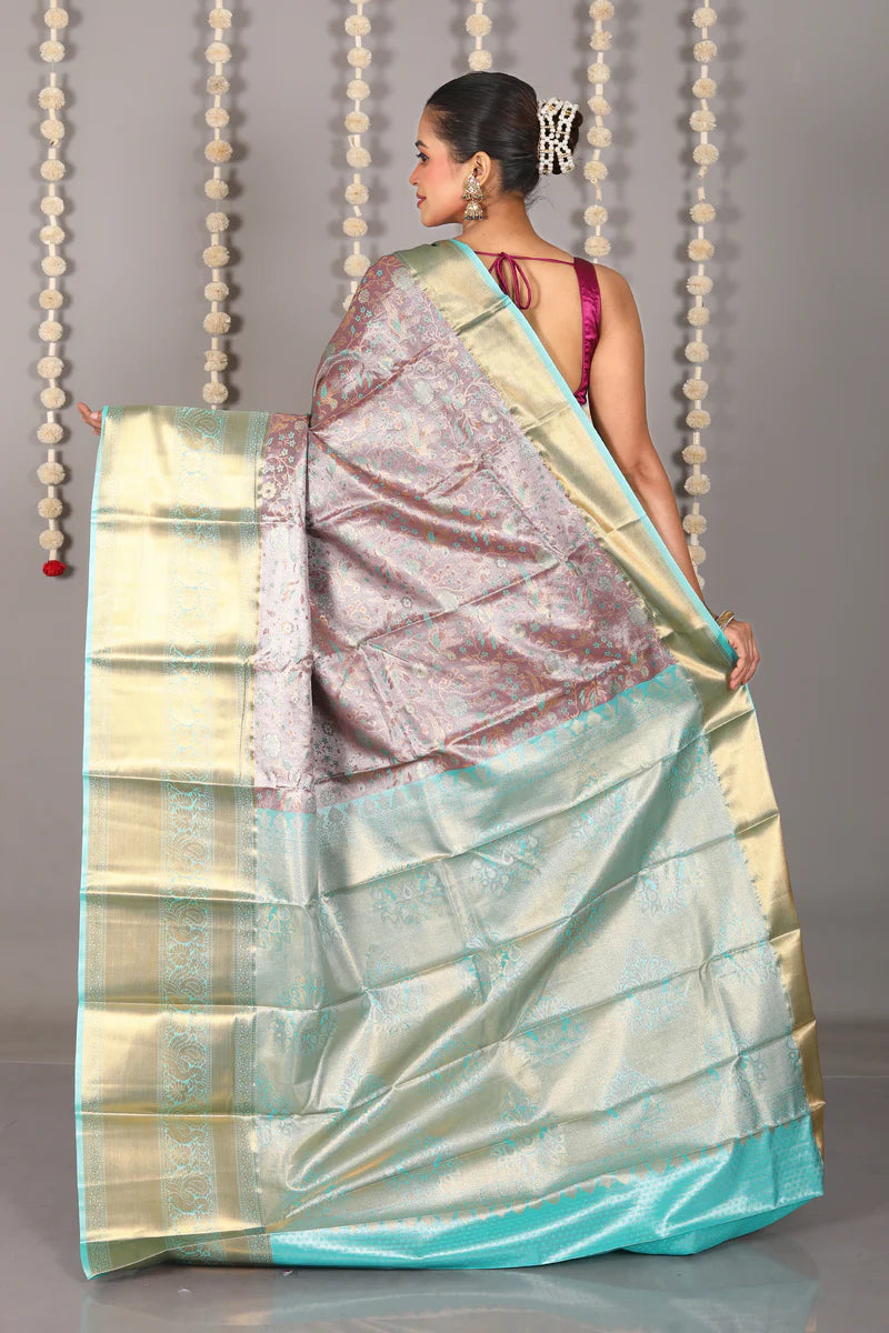 Lavender Blended Tissue Kanjivaram Saree - Keya Seth Exclusive