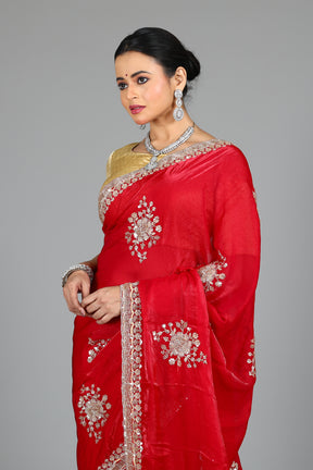 Pink Blended Georgette Saree