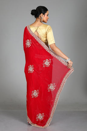 Pink Blended Georgette Saree