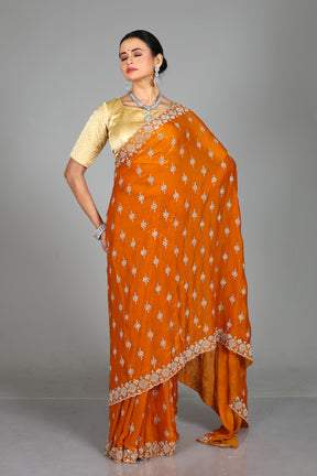 Mustard Blended Georgette Saree