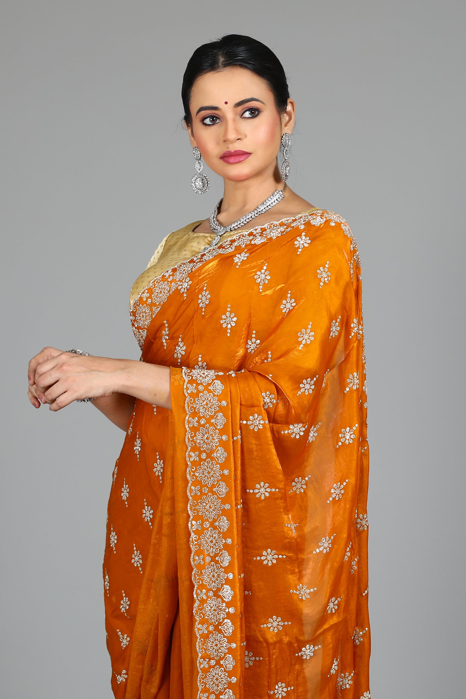 Mustard Blended Georgette Saree