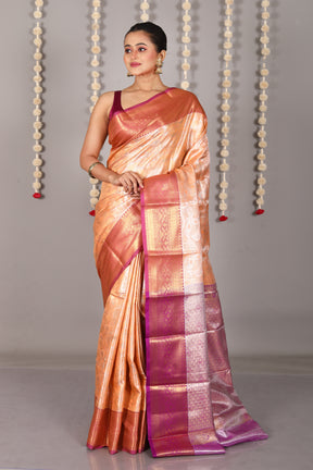 Peach Blended Tissue Kanjivaram Saree - Keya Seth Exclusive
