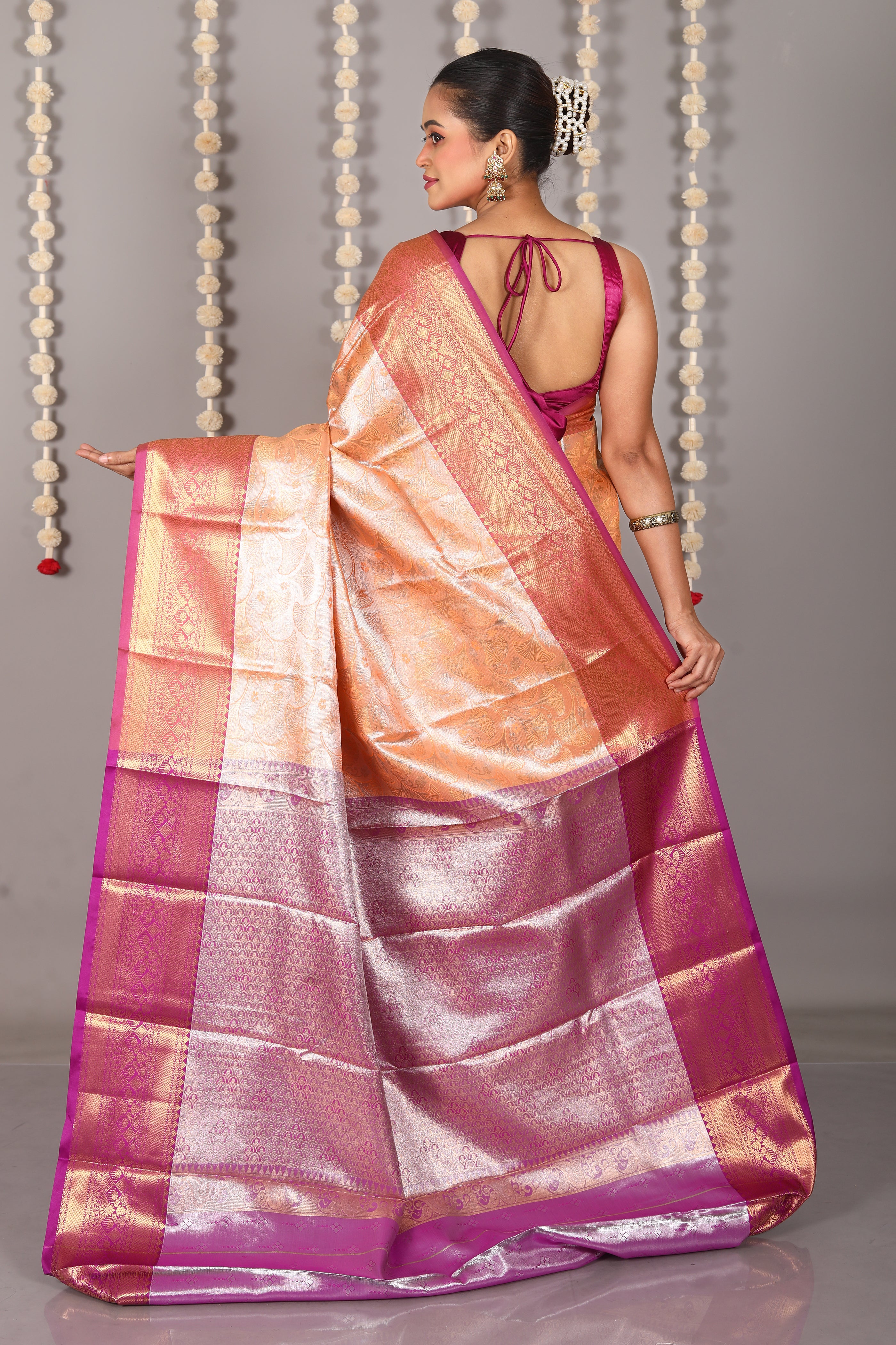 Peach Blended Tissue Kanjivaram Saree - Keya Seth Exclusive