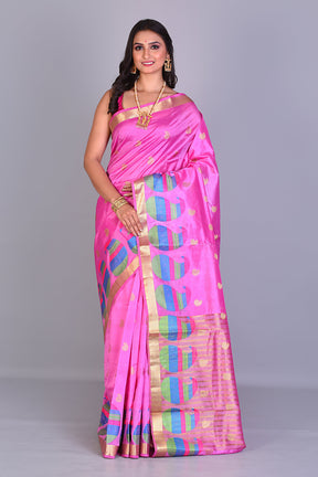 Pink Blended Silk Saree with Meenakari Works - Keya Seth Exclusive