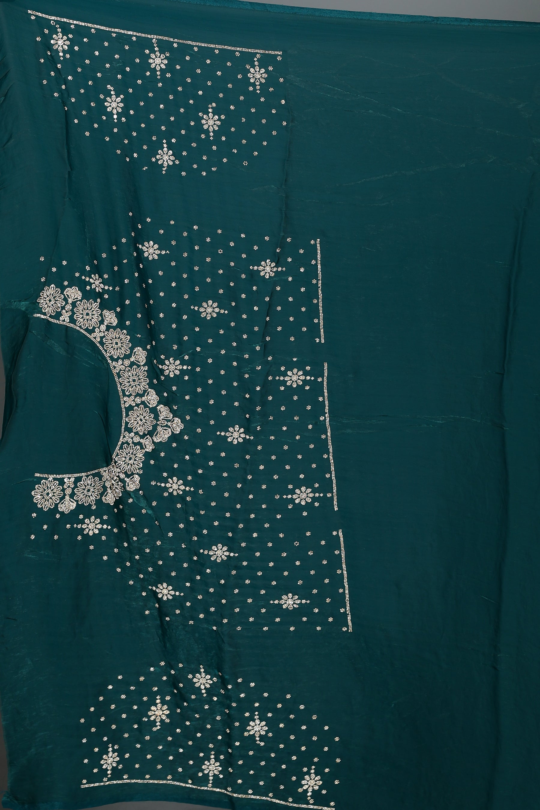 Bottle Green Blended Georgette Saree