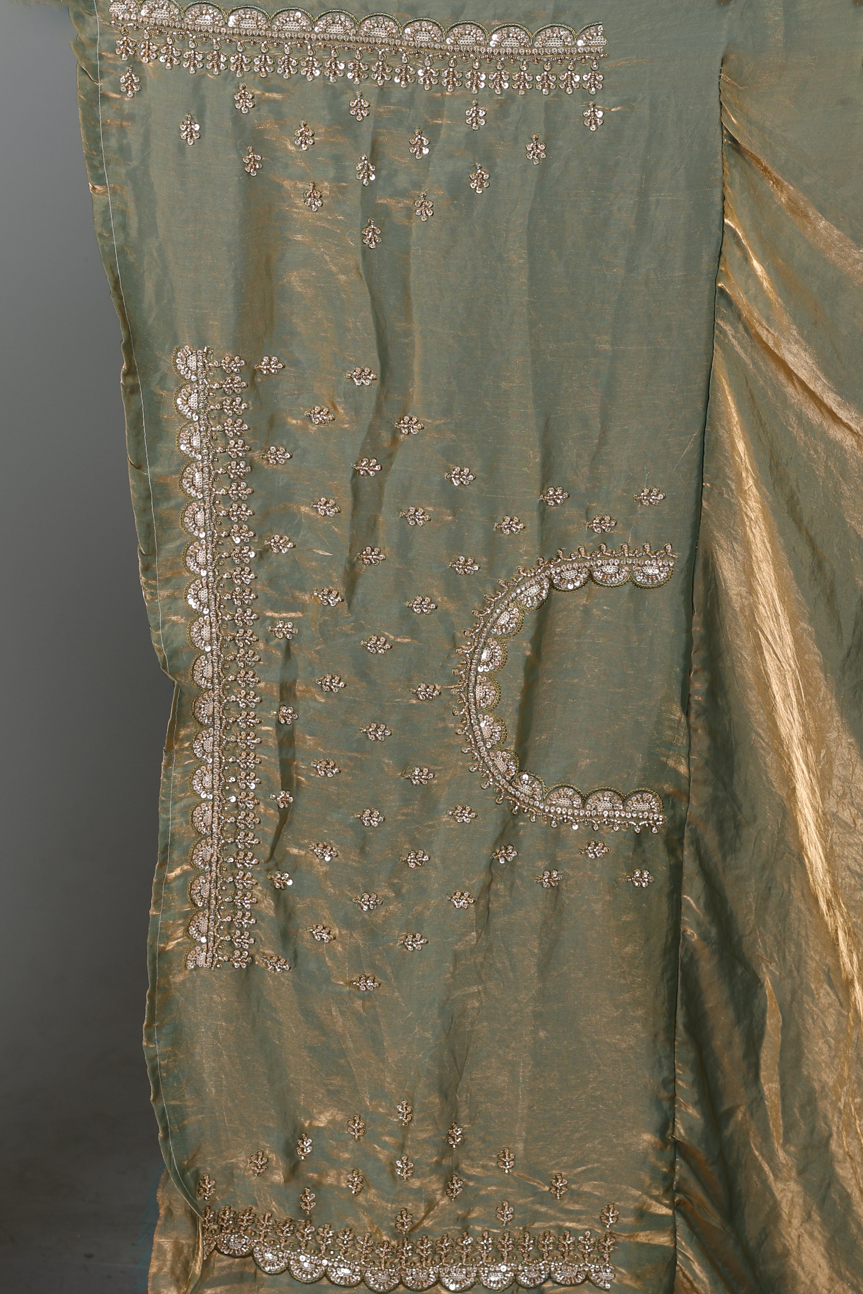 Olive Green Blended Georgette Saree