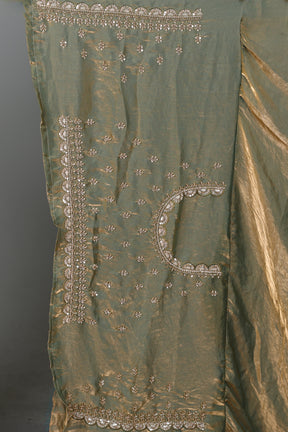 Olive Green Blended Georgette Saree