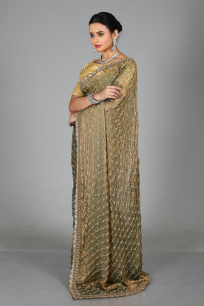 Olive Green Blended Georgette Saree