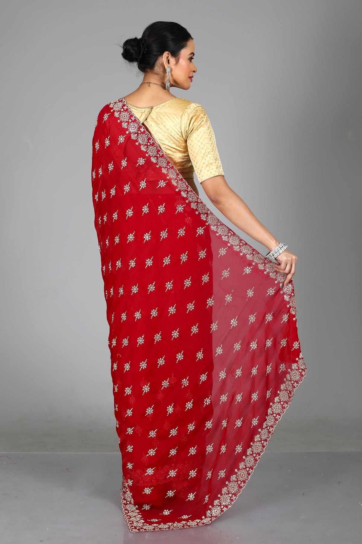 Pink Blended Georgette Saree