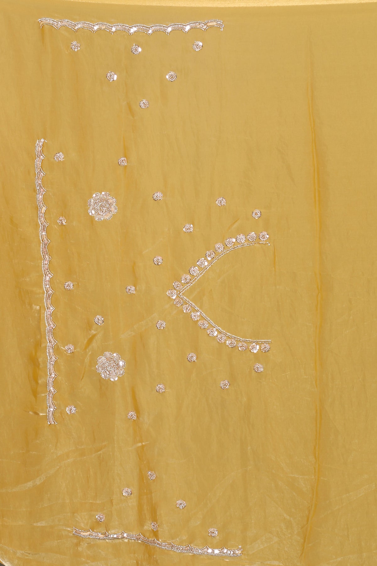 Light Yellow Blended Georgette Saree