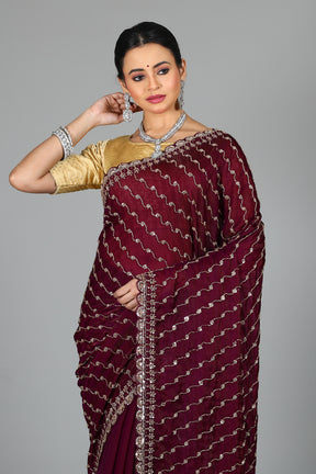 Purple Blended Organza Saree