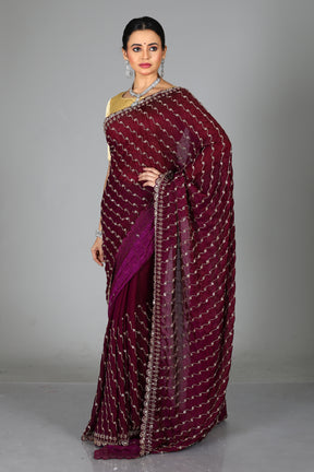 Purple Blended Organza Saree