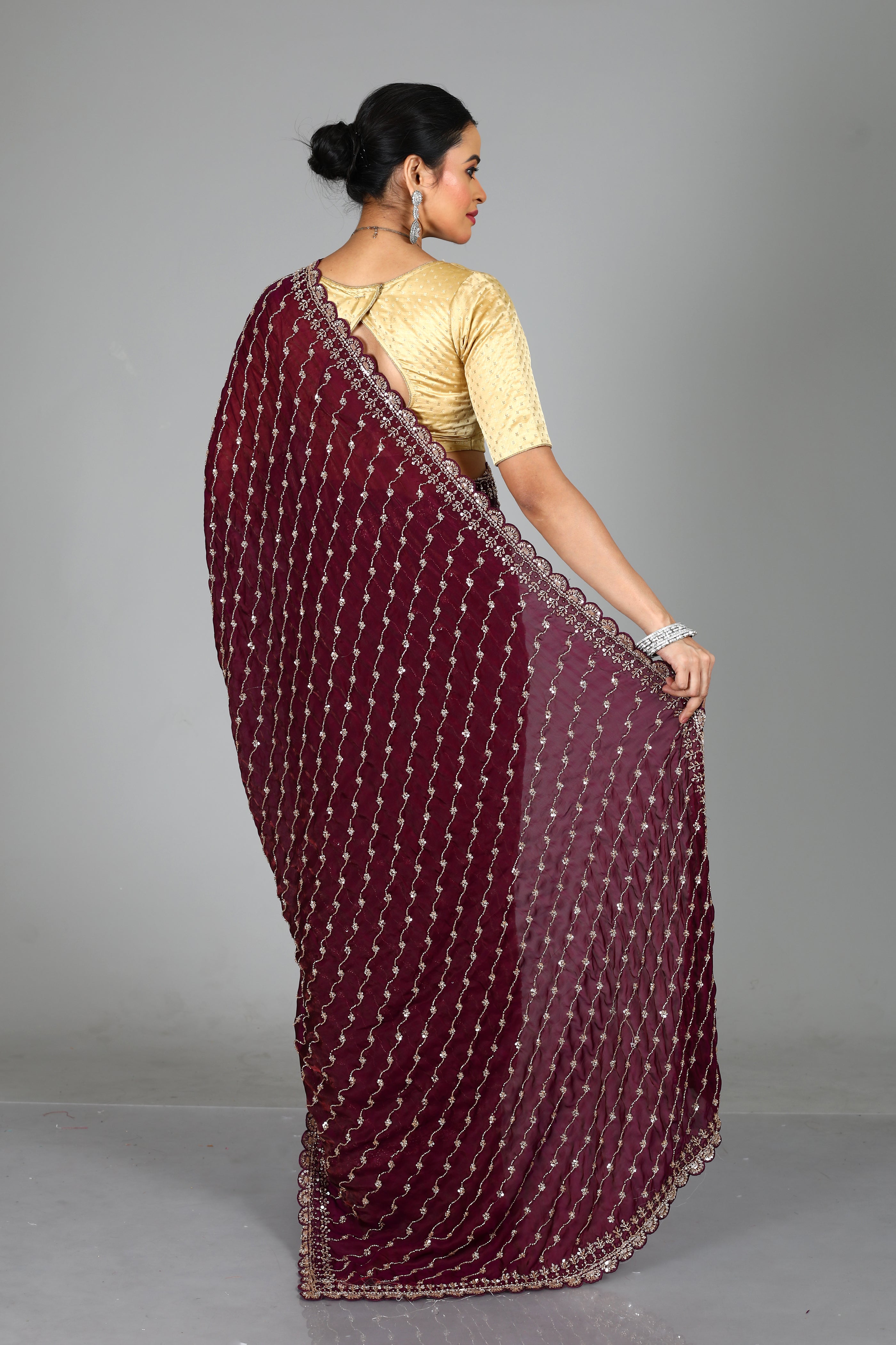 Purple Blended Organza Saree