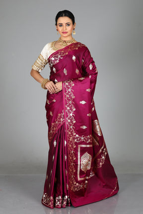 Magenta Blended Mashru Silk Saree