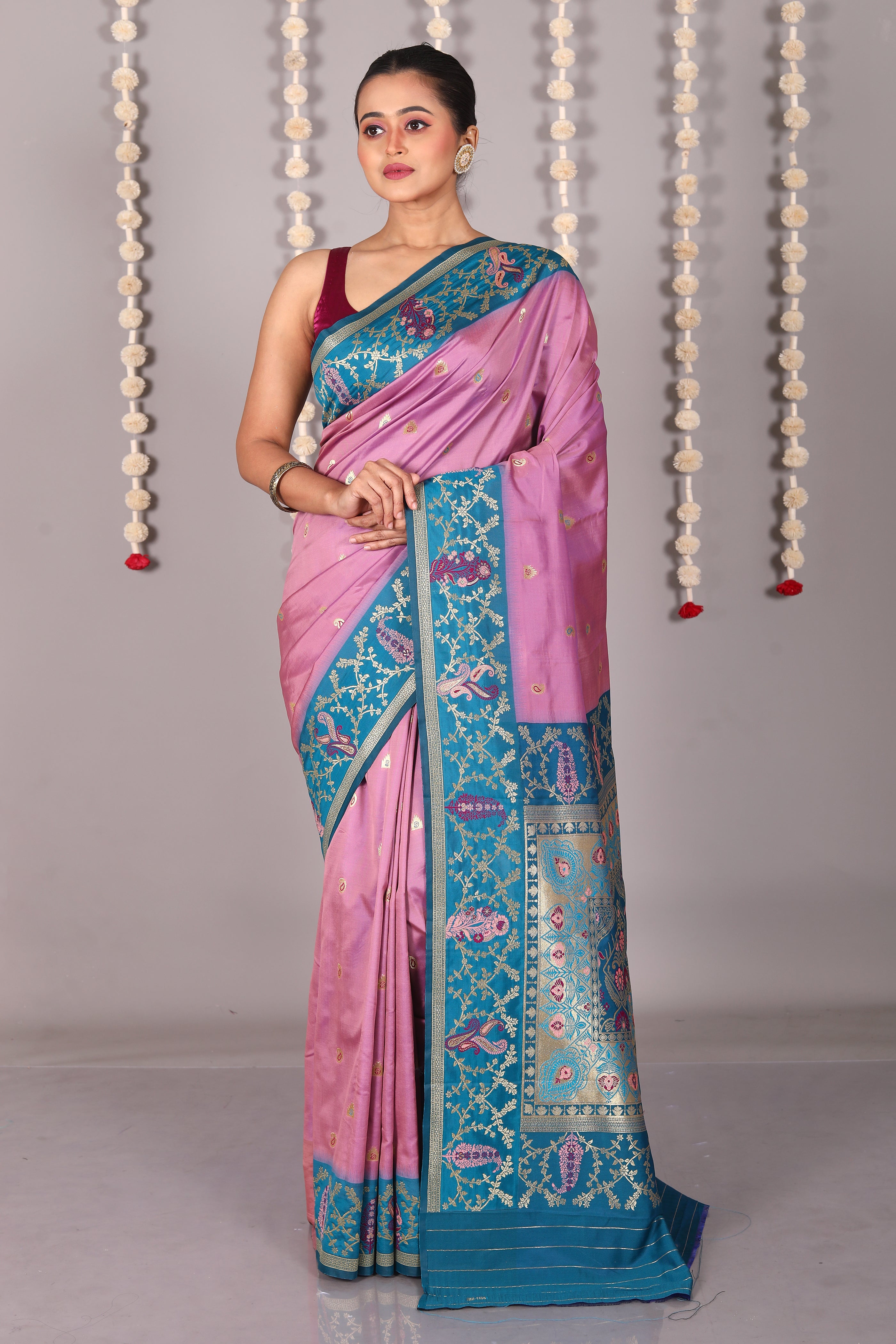Light Purple Blended Katan Silk Saree - Keya Seth Exclusive