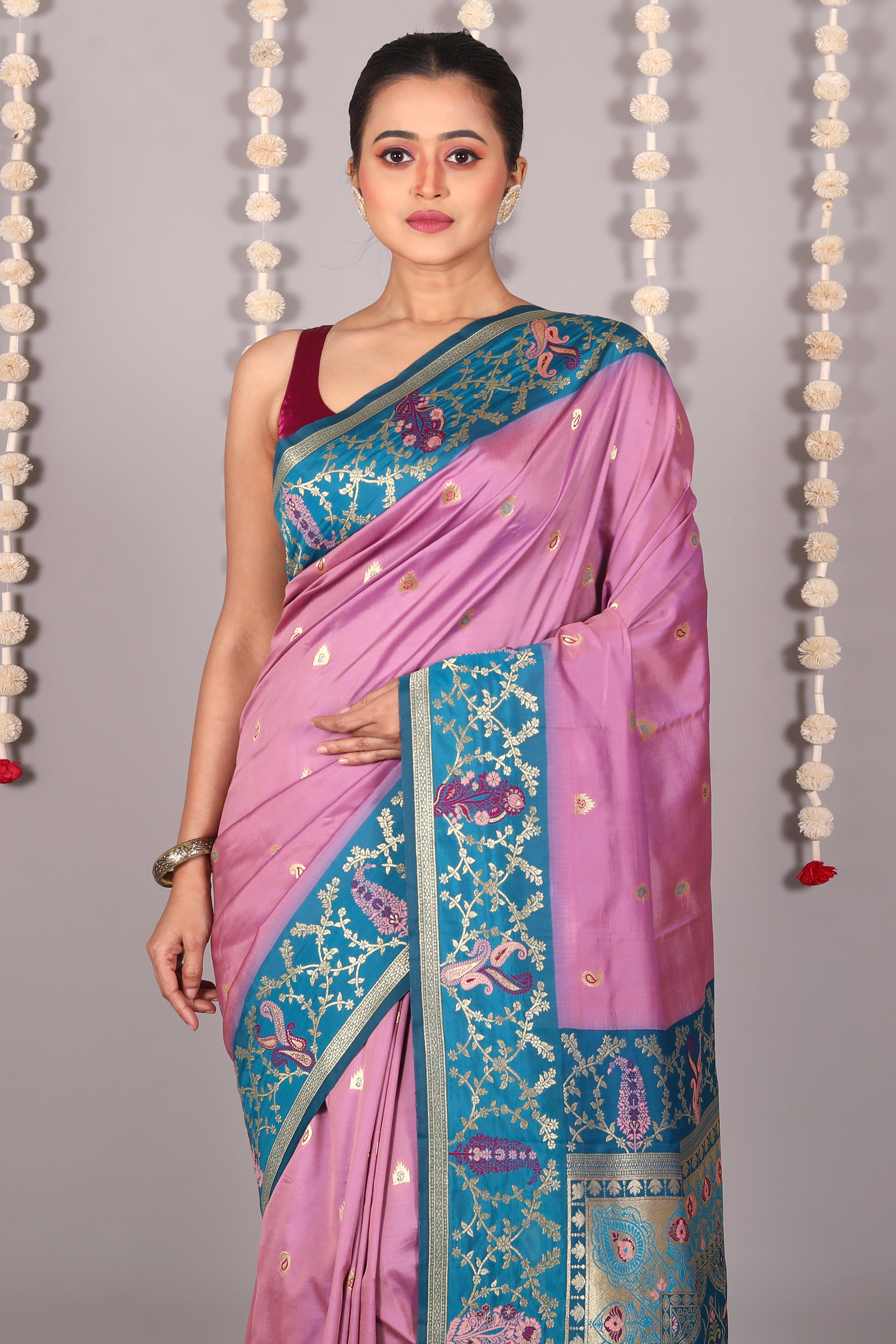 Light Purple Blended Katan Silk Saree - Keya Seth Exclusive
