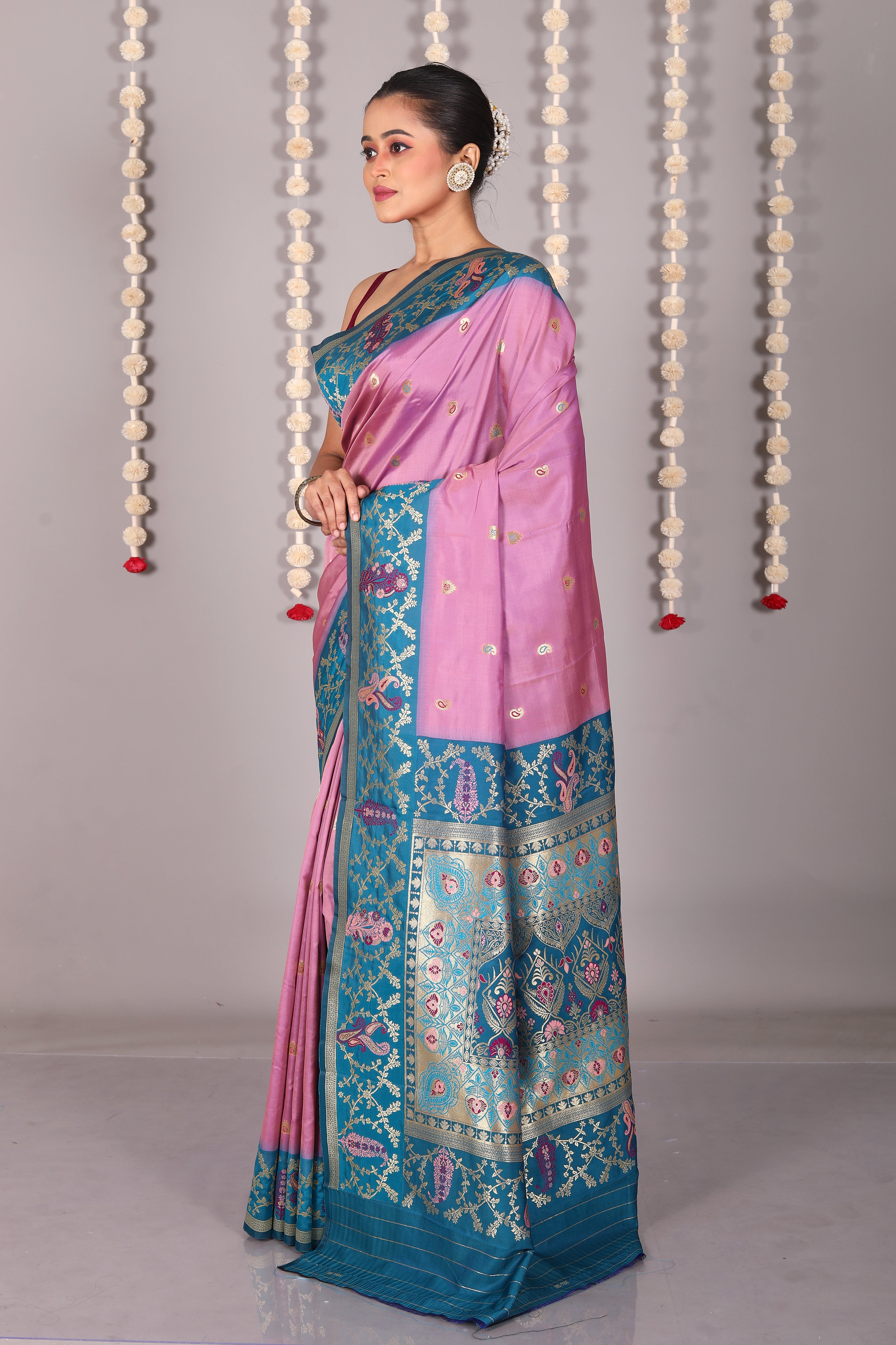 Light Purple Blended Katan Silk Saree - Keya Seth Exclusive