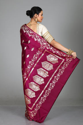 Magenta Blended Mashru Silk Saree