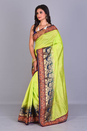 Parrot Green Blended Dola Silk Saree - Keya Seth Exclusive