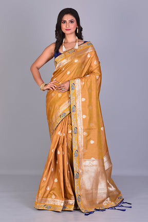 Mustard Blended Dupion Silk Saree with Zari Works - Keya Seth Exclusive