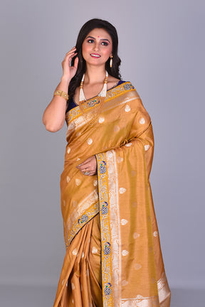 Mustard Blended Dupion Silk Saree with Zari Works - Keya Seth Exclusive